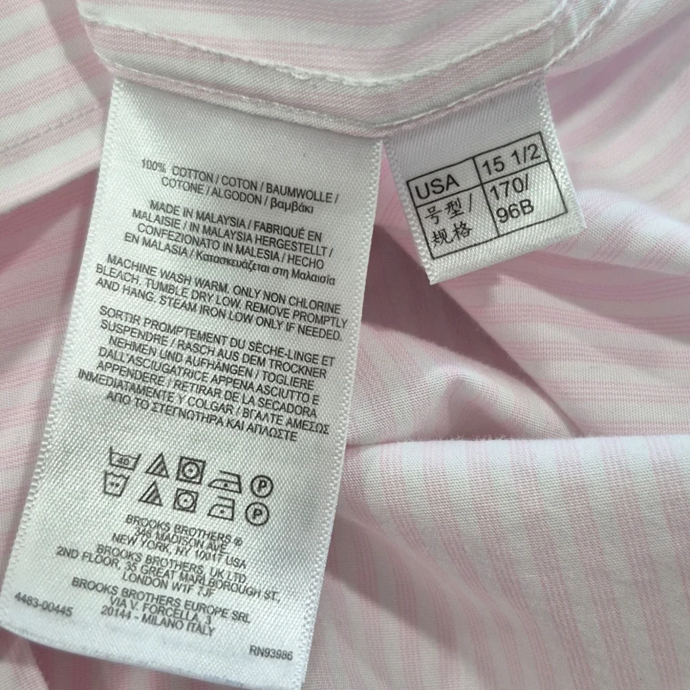 Brooks Brothers Regent Dress Shirt, 15.5" Pink & White Stripe - Picture 9 of 11
